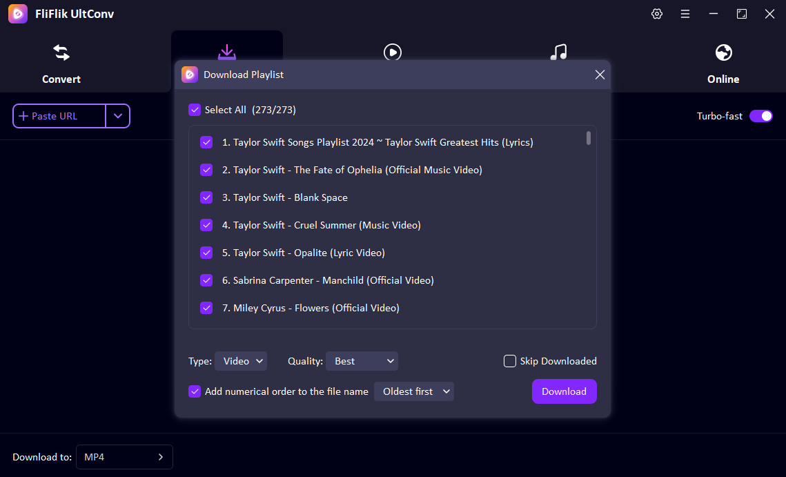 playlist interface in ultconv.png