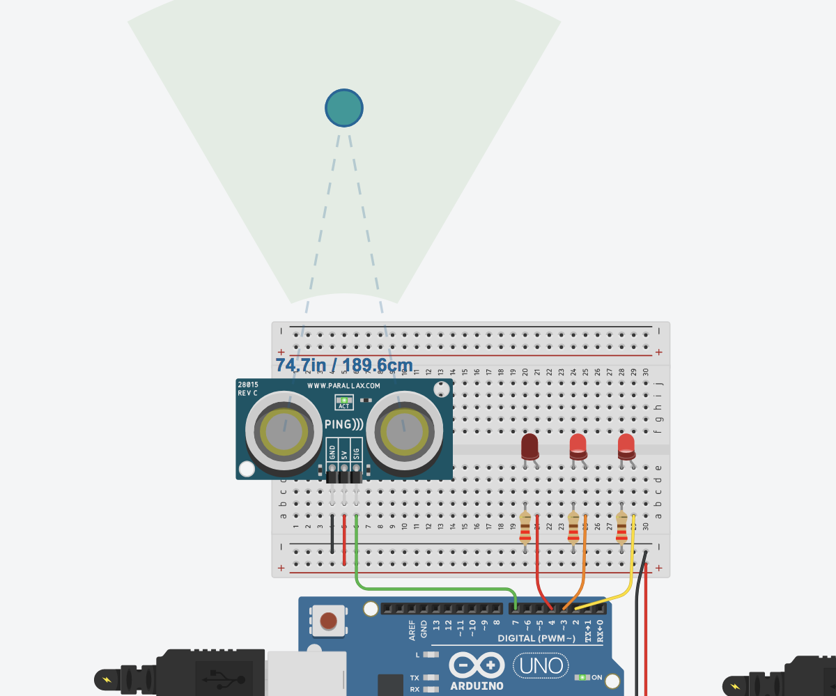 Ultrasonic Distance Sensor in Arduino With Tinkercad