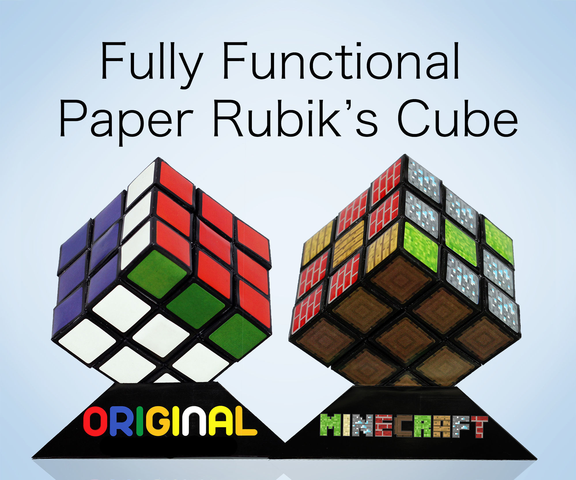 Functional Paper Rubik's Cube - Original & Minecraft