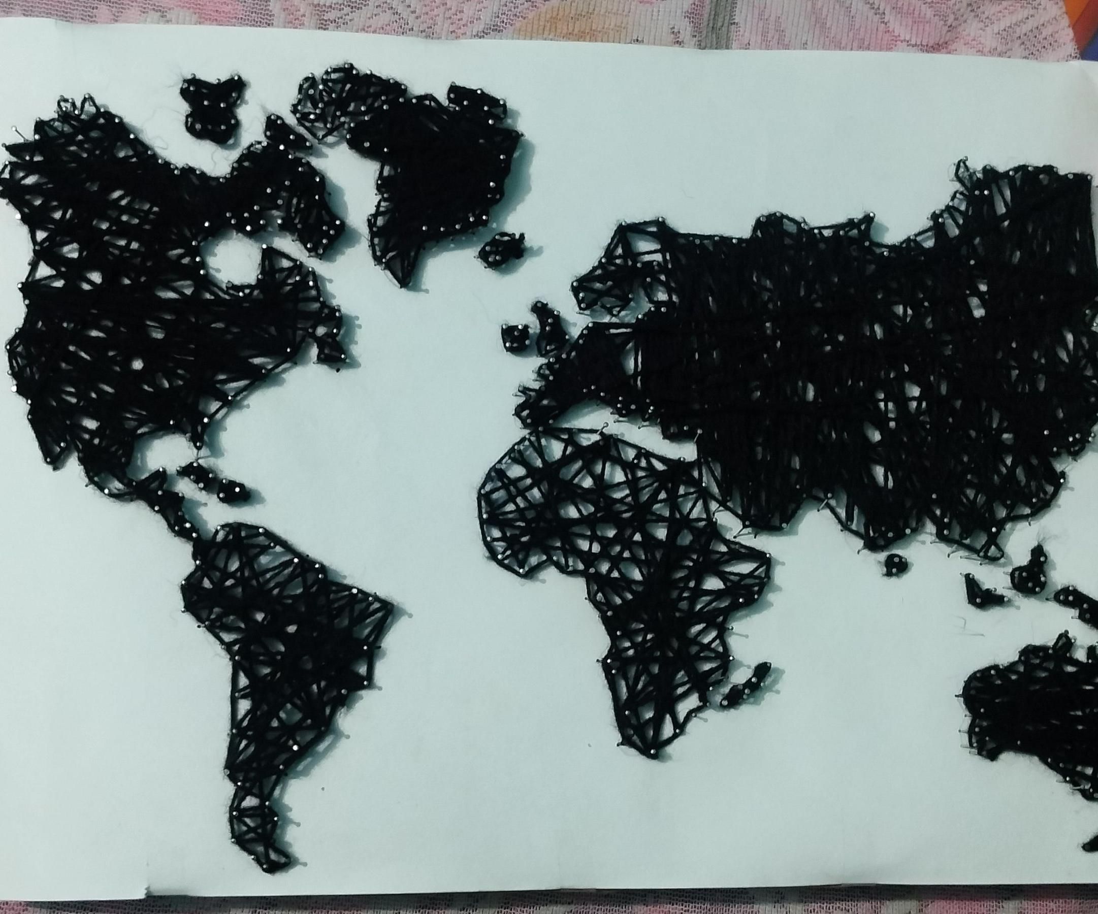 Threading the World — a Connected String Art Map
