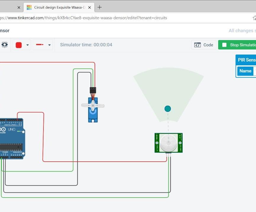 Demonstration of Automatic Door in Tinkercad