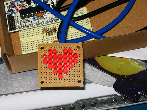 Arduino Charliplexed Heart, Just in Time for Valentines Day.