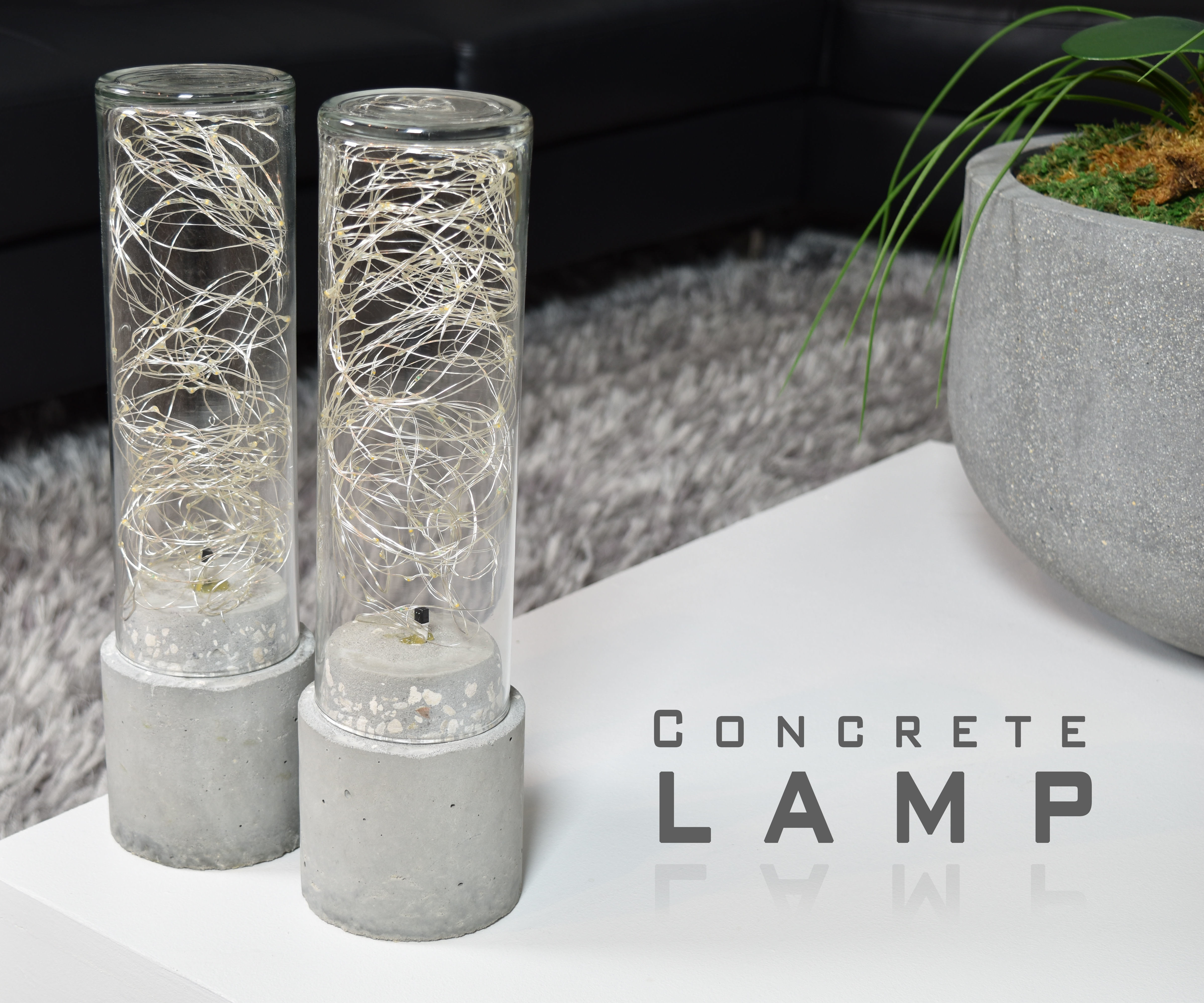 DIY Concrete Lamp - LED String Light 