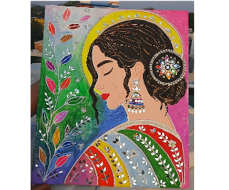 She Is the RAINBOW- a Modern Lippan Art Portrait
