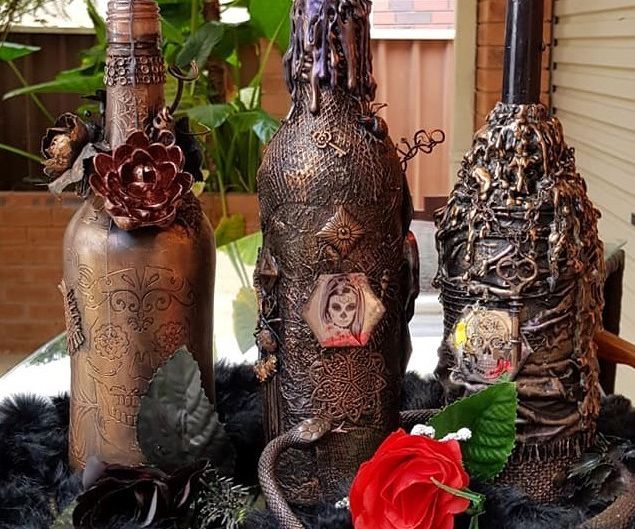 Halloween Mixed Media Bottles