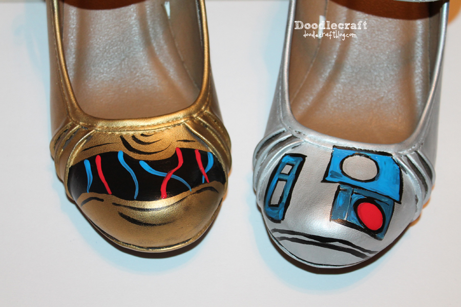 Star Wars painted heels shoes diy c3po and r2d2 droids gold and silver rub 'n buff easy geekery geek chic (8).JPG