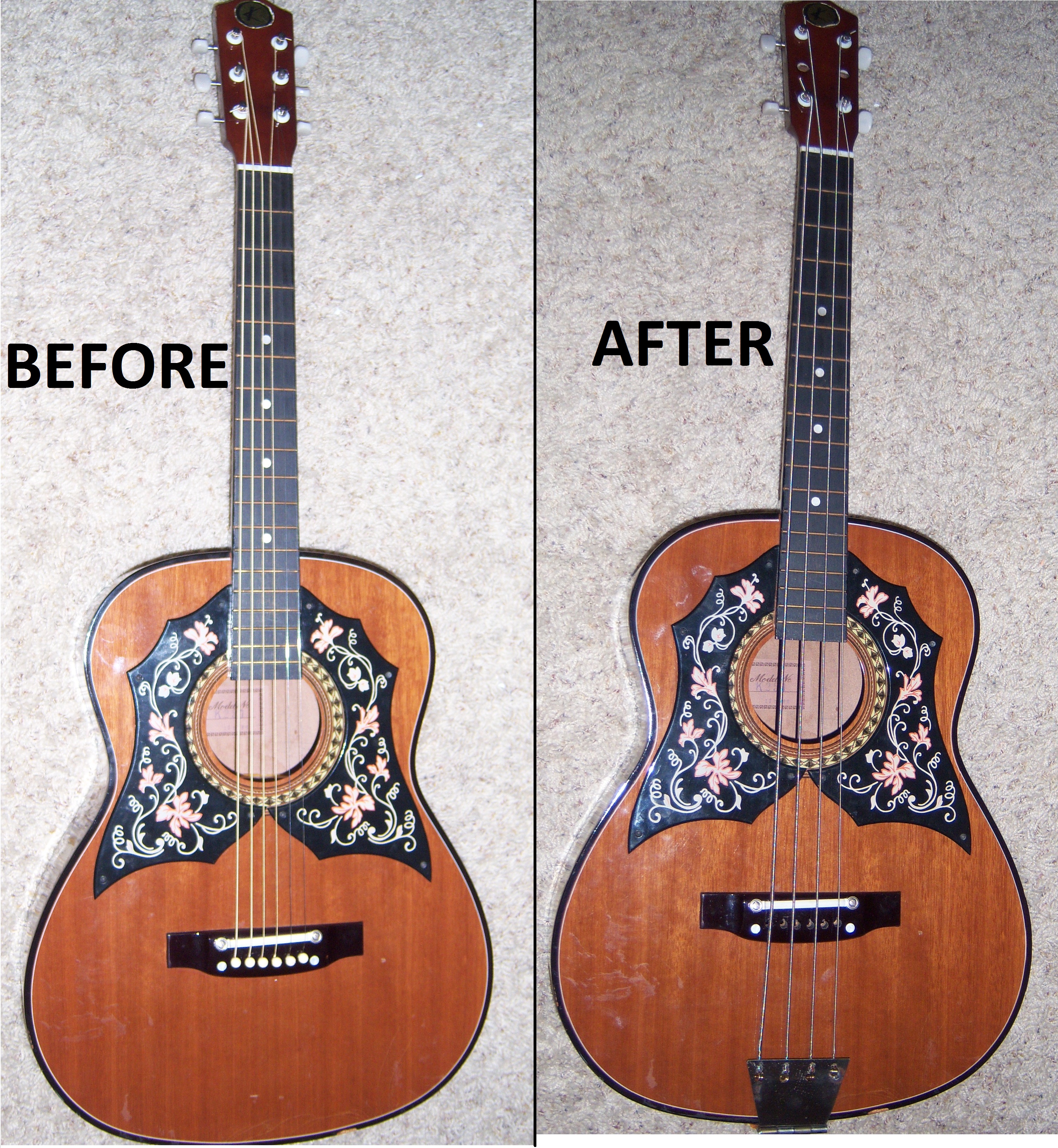 Acoustic Guitar to Acoustic Bass Conversion