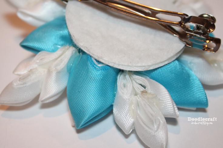 kanzashi hairbow snowflake flower ice princess blue and white ribbon folding oriental style hair bow candy art (2).JPG