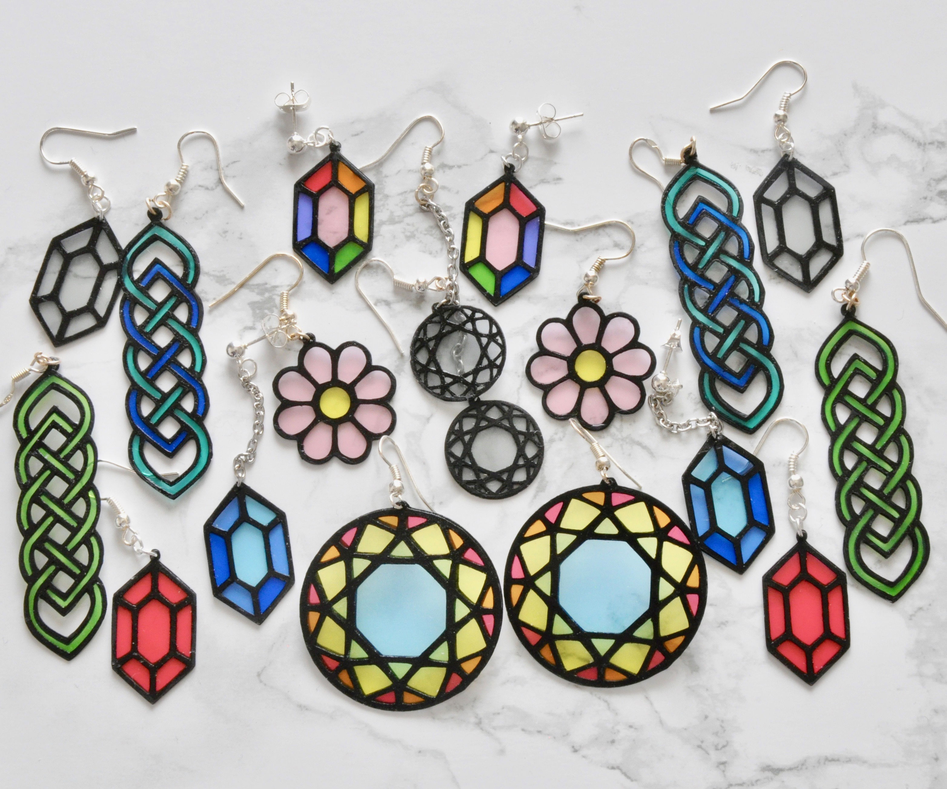 Paper 'Stained Glass' Earrings