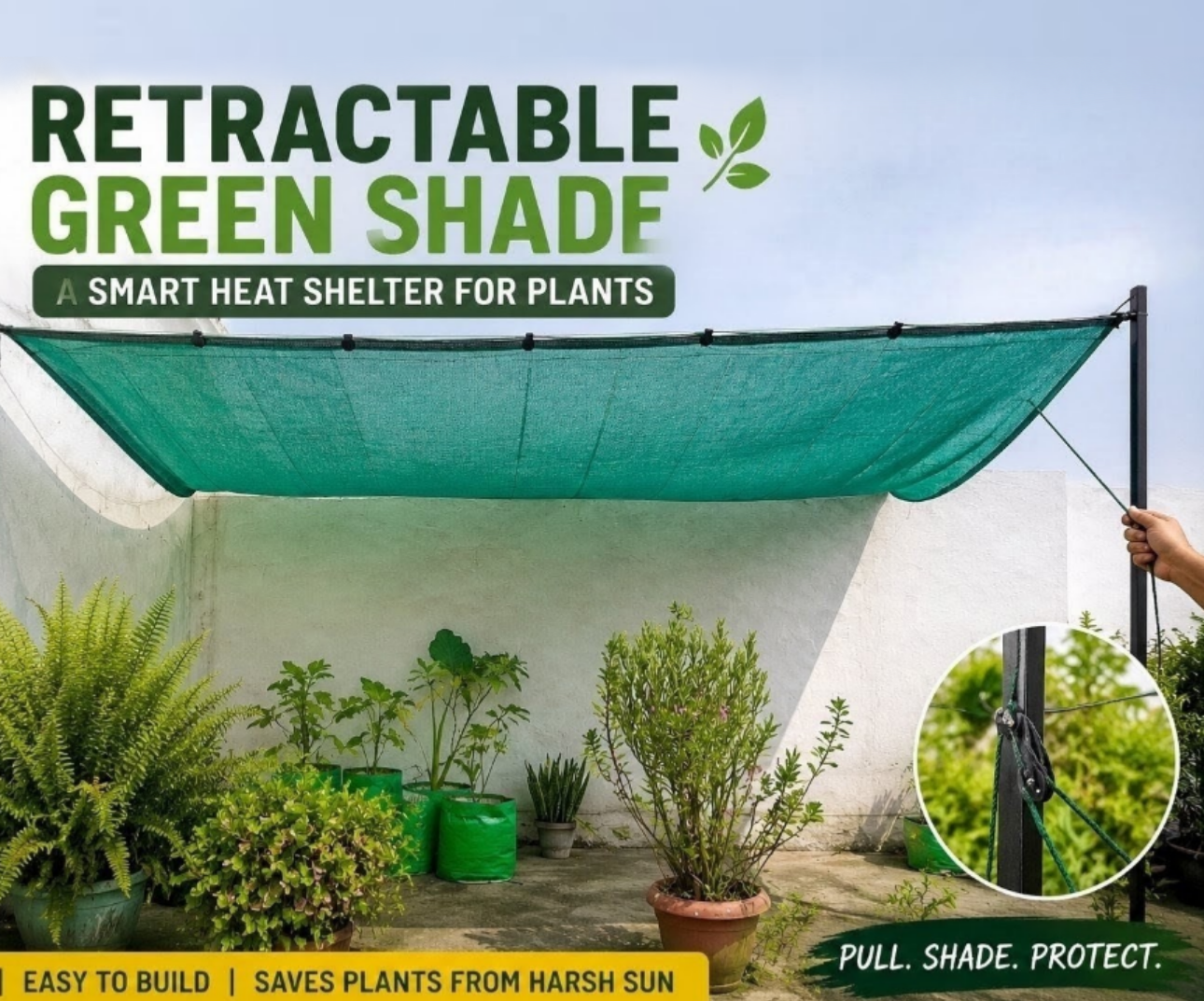 Retractable Green Shade: a Smart Heat Shelter for Plants