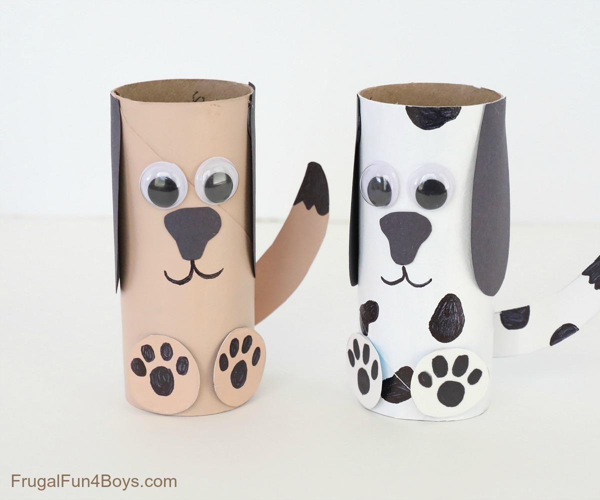 3 Cardboard Animal Roll Crafts (penguin, Dogs, Chick)