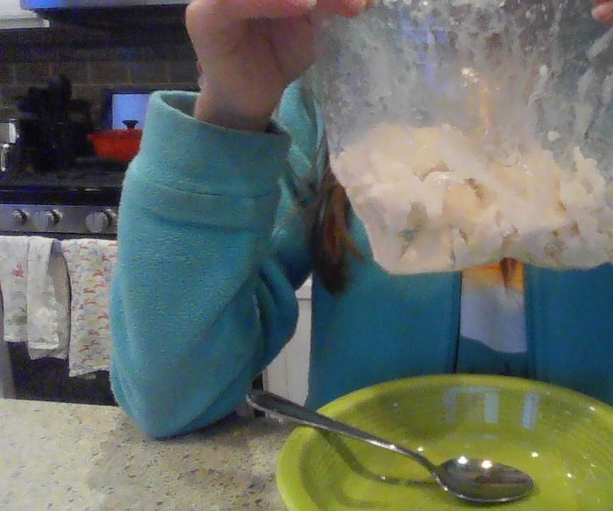 Homemade ice cream in a bag.