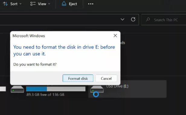 Windows 11 Error: You Need to Format the Disk in Drive Before You Can Use It