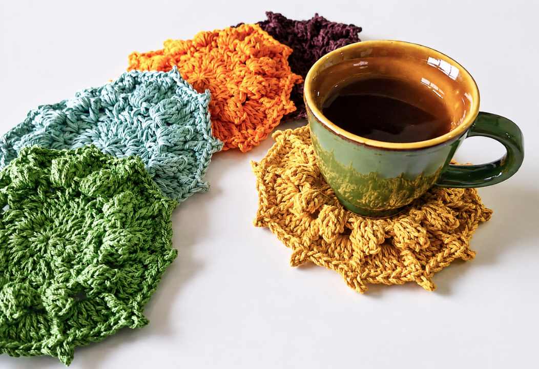 Easy Autumn Crochet Coasters for Fall Table Decor