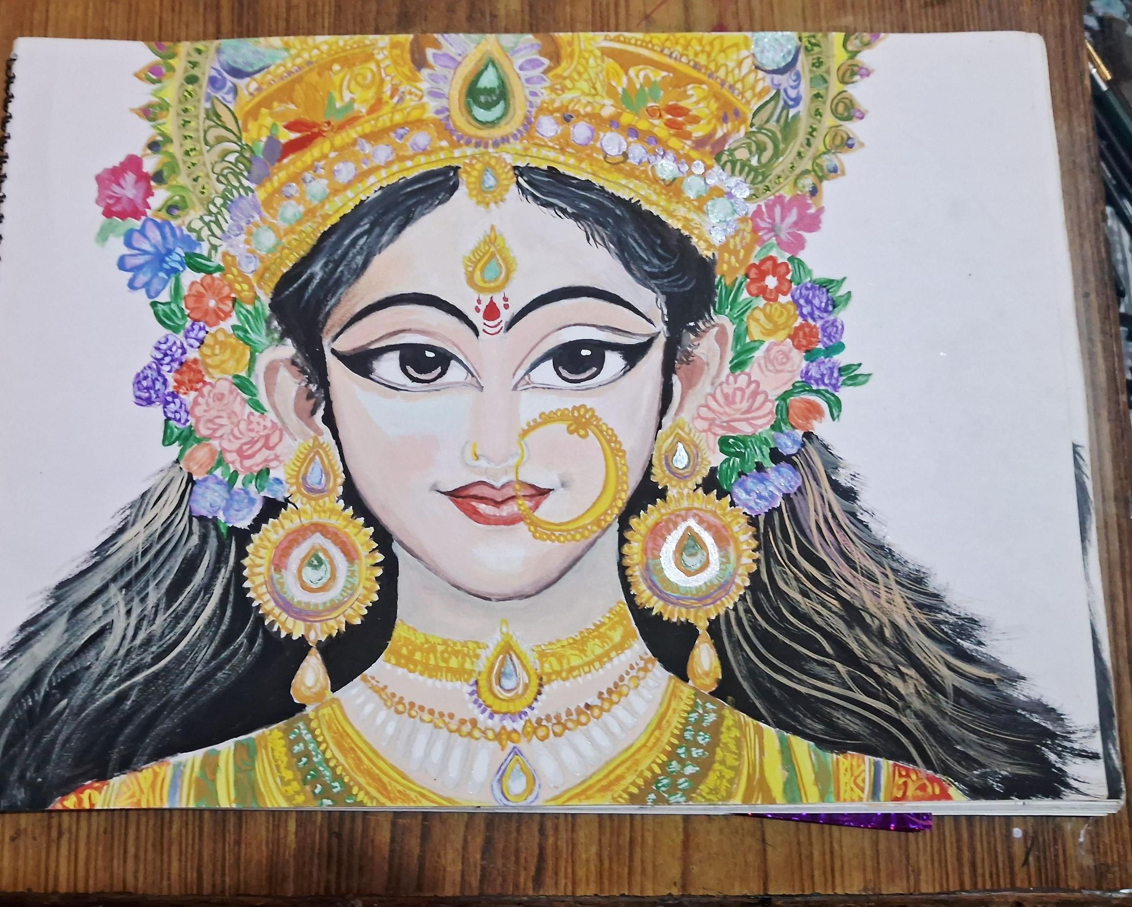 How to Draw Maa Durga Acrylic Painting Step by Step Tutorial