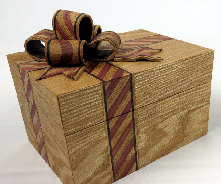 Ribbon Box With Candy Cane Striped Inlay