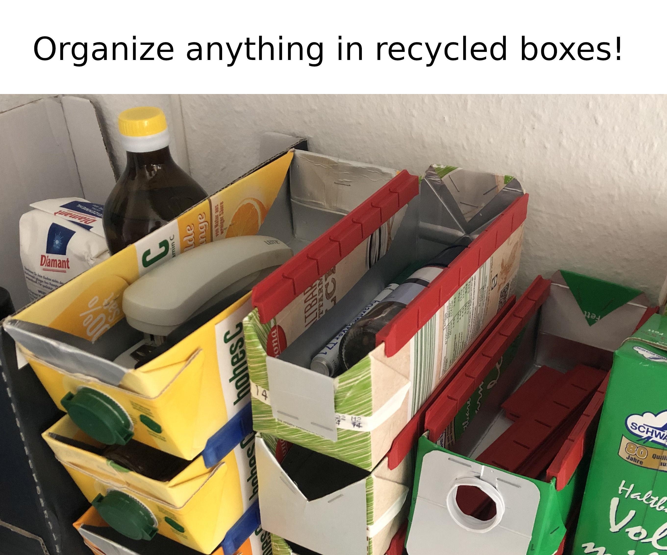 Organize Things With Recycled Milk Carton Boxes