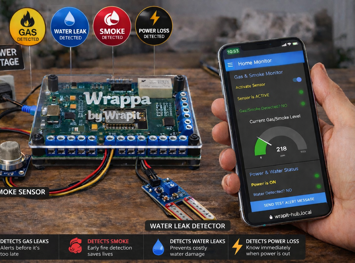 DIY Home Hazard Monitoring System (Gas, Smoke, Water & Power Loss) (uses an Arduino Like Micro Controller and Raspberry Pi)