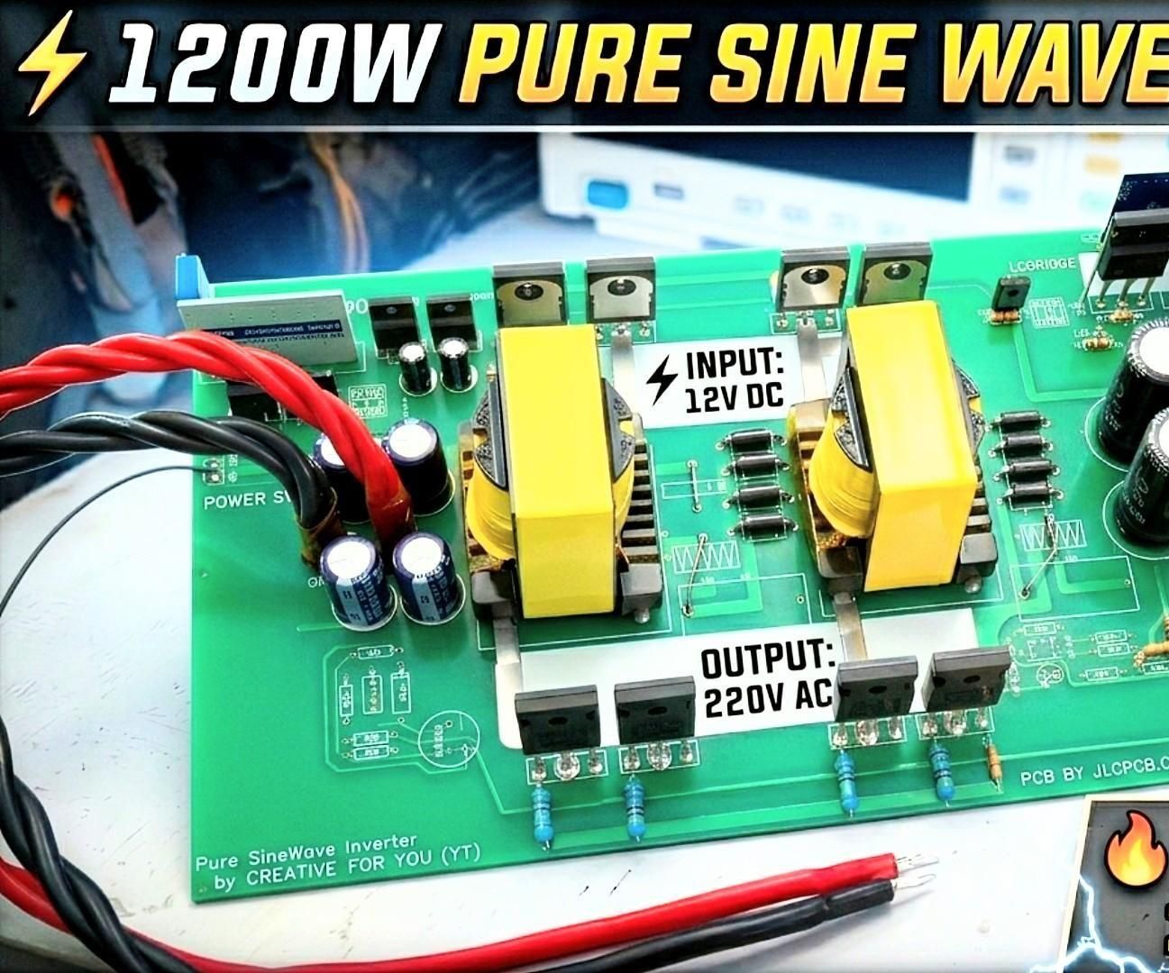 1200W Pure Sine Wave Prototype 12V to 220V , Powerful Sine Wave Inverter