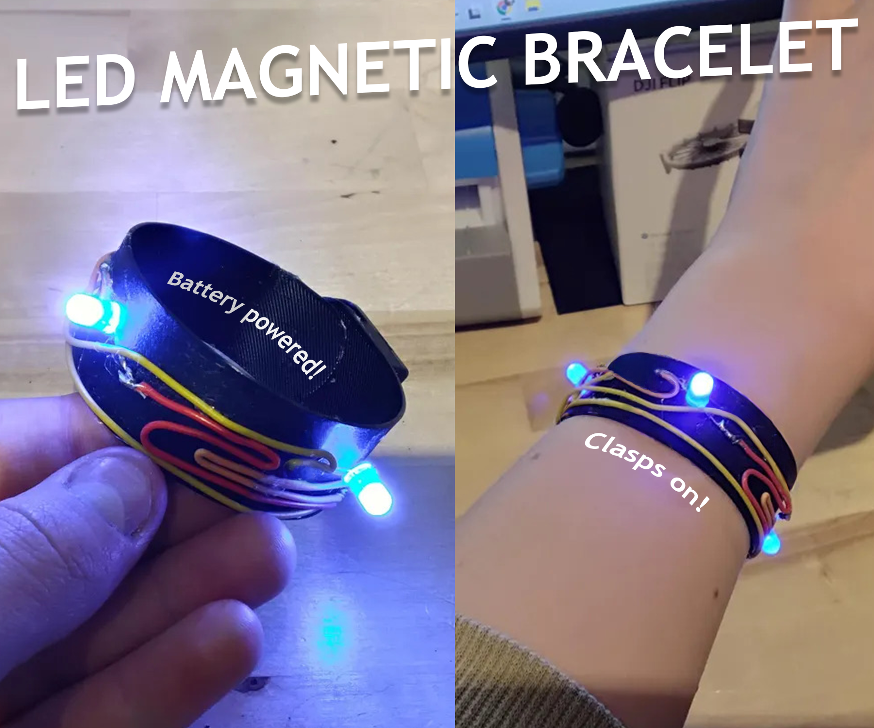 LED Jumper Wire Bracelet W/Magnetic Clasp