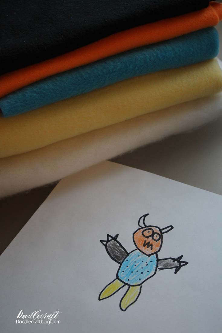 turn child's artwork drawing into a custom made plush stuffed toy easy diy fleece soft toy make sew with voice recorder recording  (8).JPG