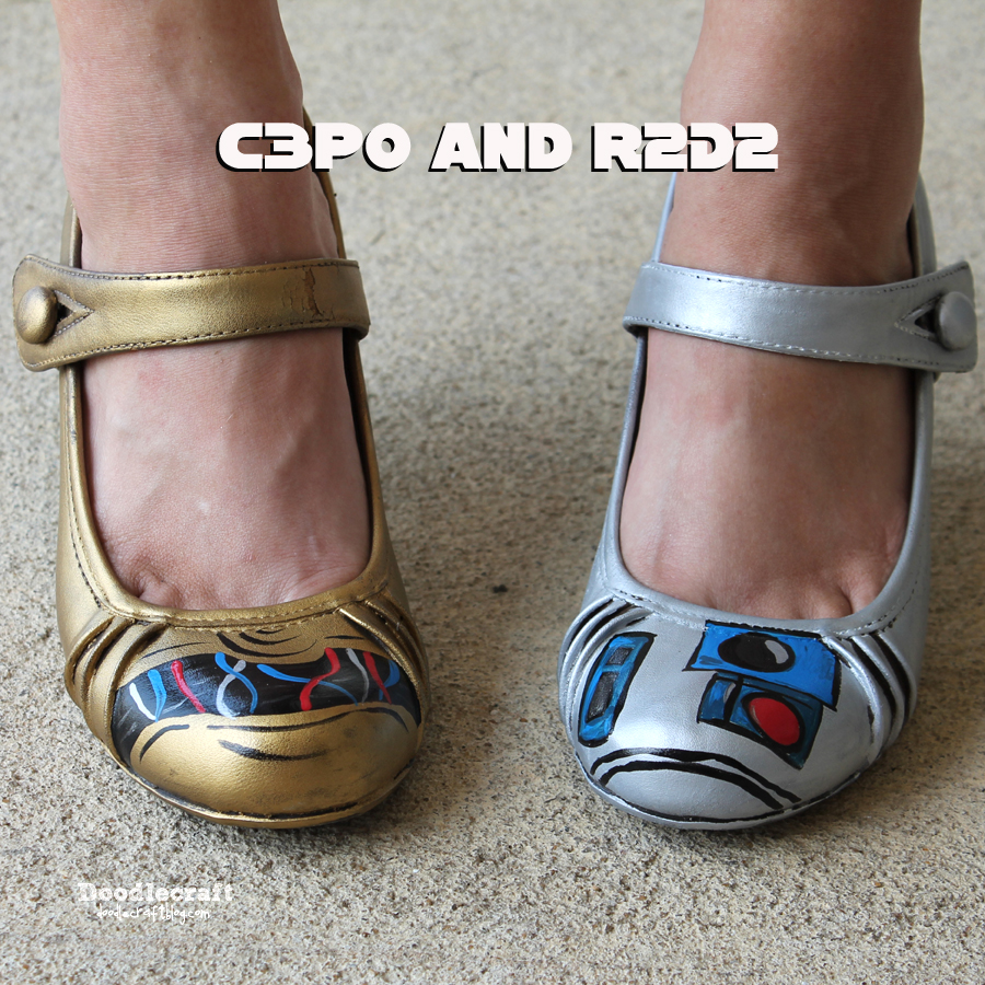 Star Wars painted heels shoes diy c3po and r2d2 droids gold and silver rub 'n buff easy geekery geek chic (2).JPG