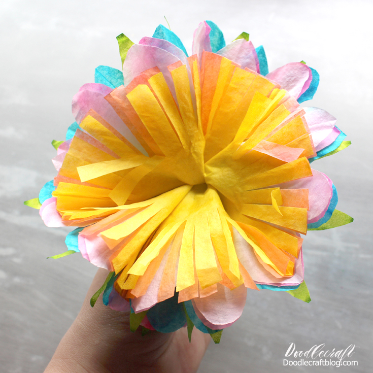 spring bouquet bright dyed coffee filter flower wreath papercrafting papercraft diy doodlecraft (3).JPG