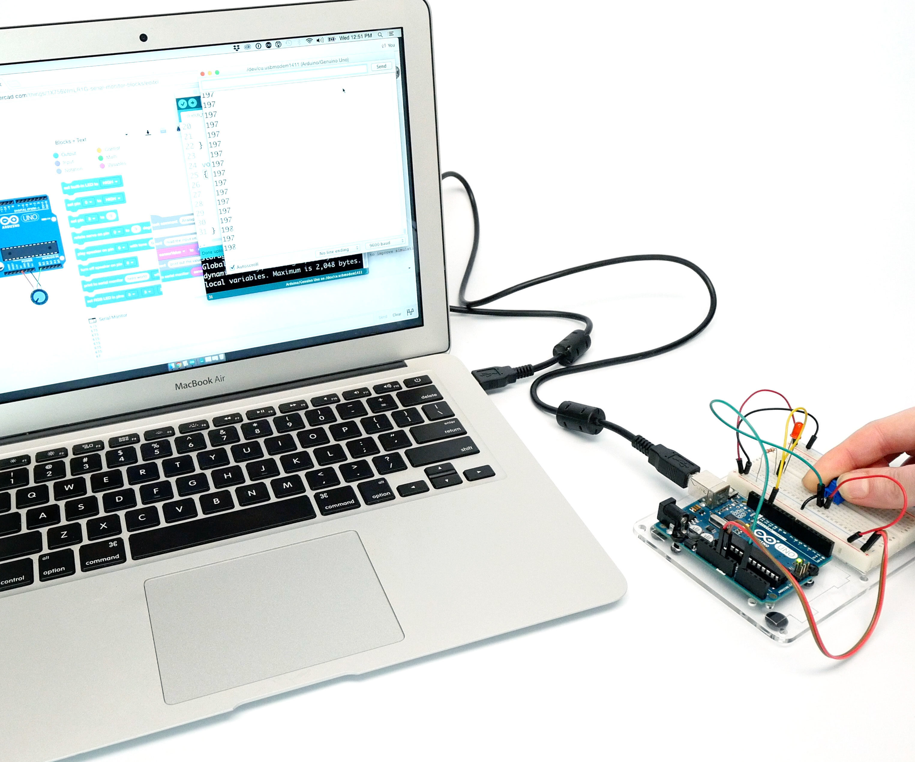 Arduino Serial Monitor in Tinkercad