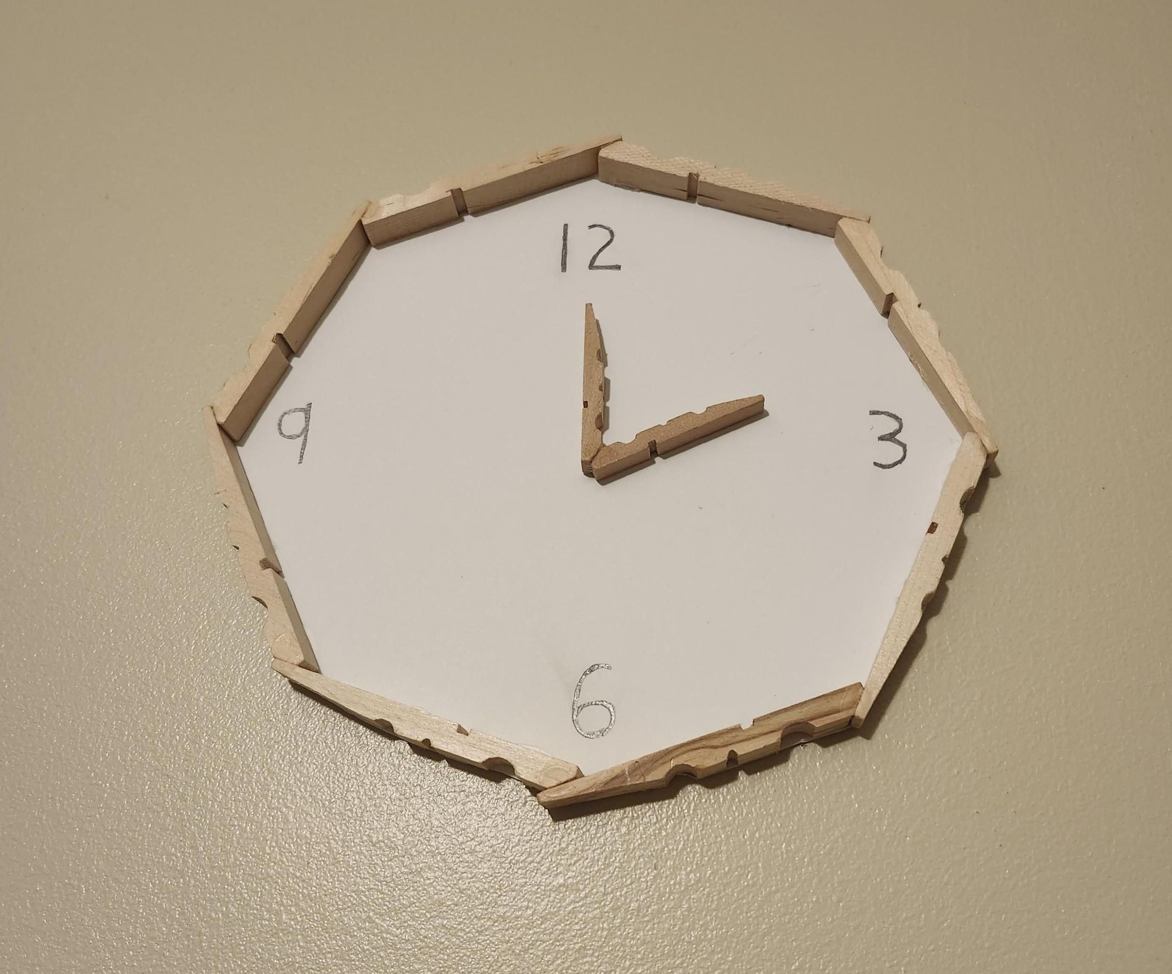 Display Clock From Wooden Clips