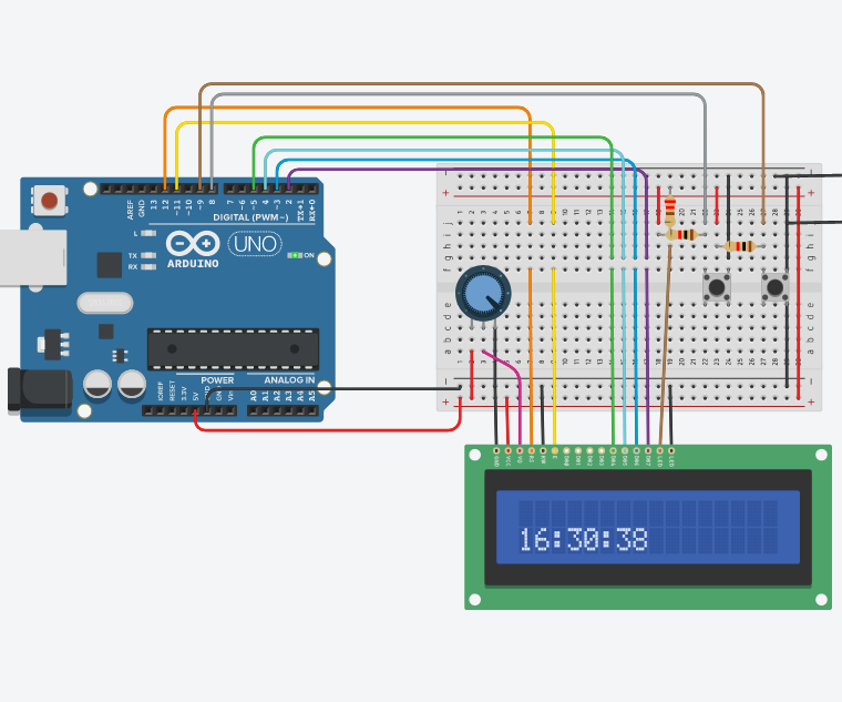 Reloj Digital Con Arduino Y LCD 16x2