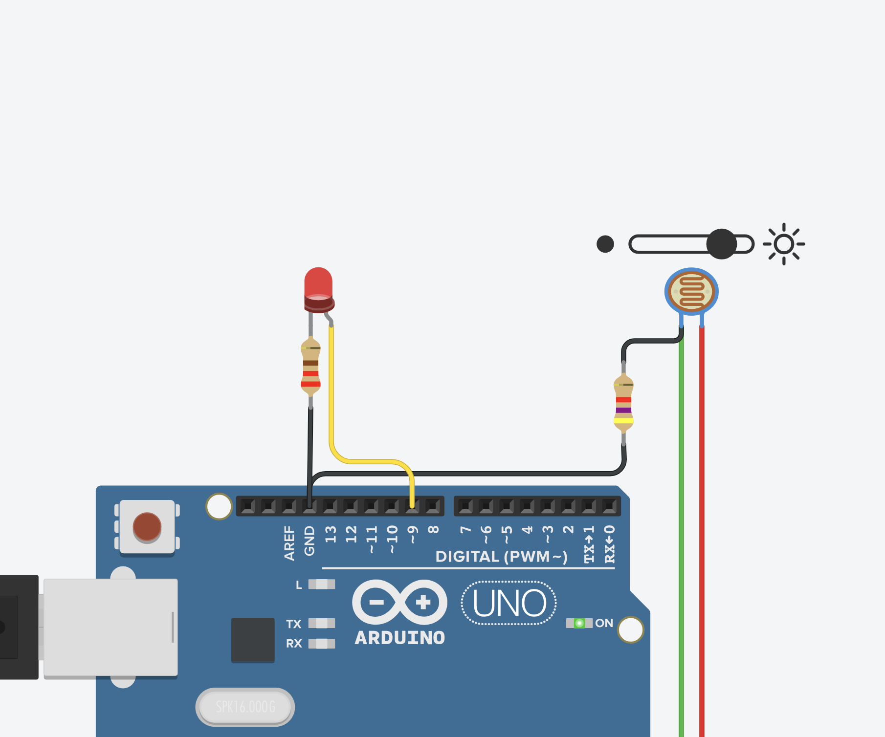 Light Sensor (Photoresistor) With Arduino in Tinkercad