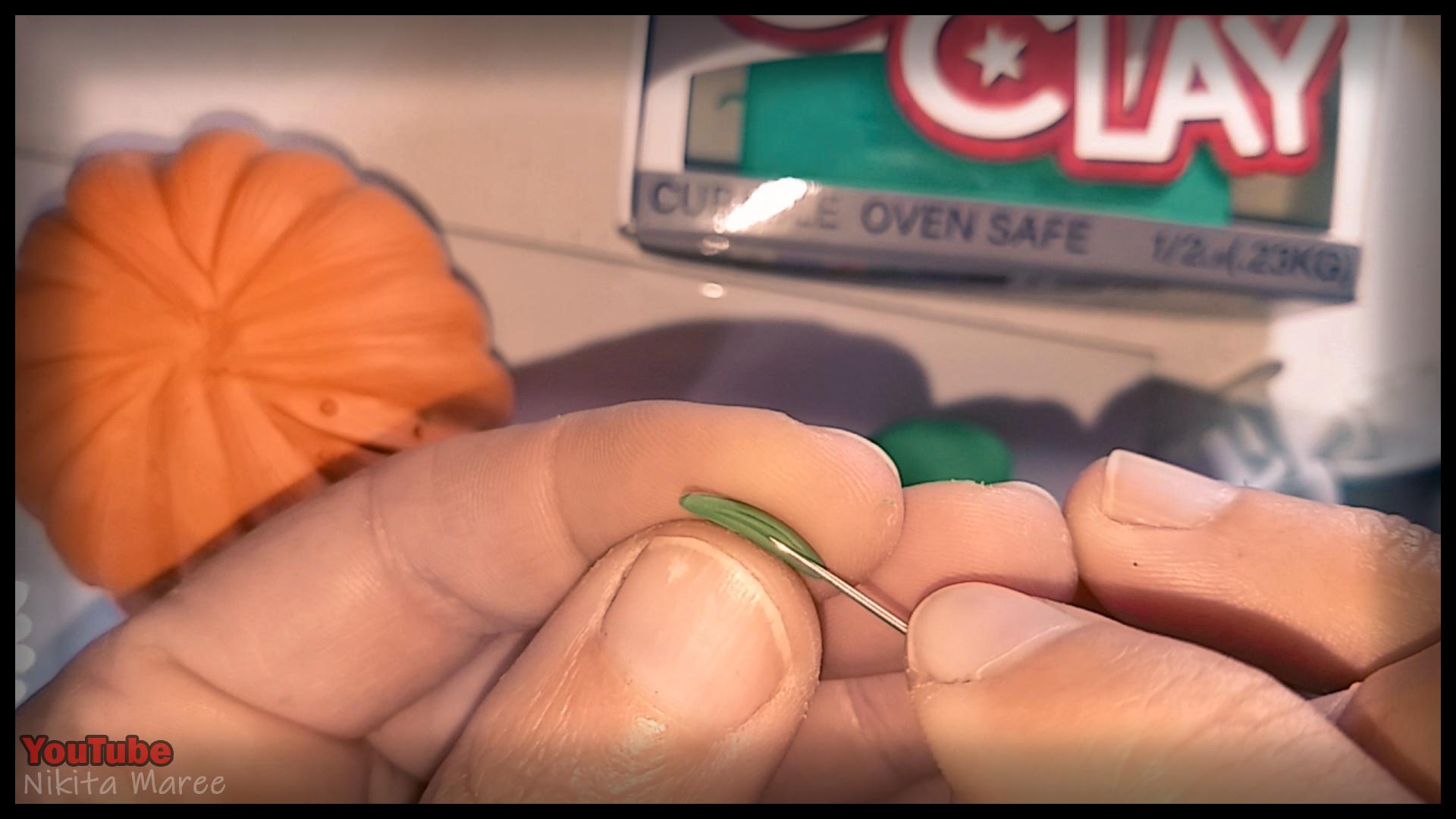 How to make a Jack o'lantern. Polymer clay tutorial. Sculpting a pumpkin out of clay. Halloween Craft.  (41).jpg