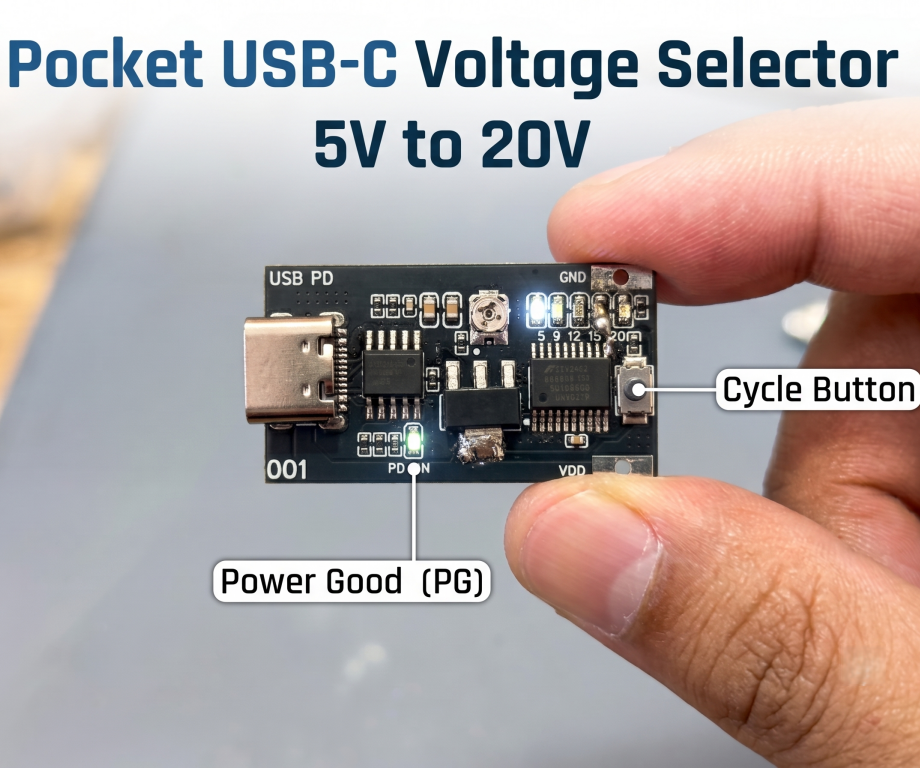 One Button Based 5-20V USB-C PD Voltage Selector