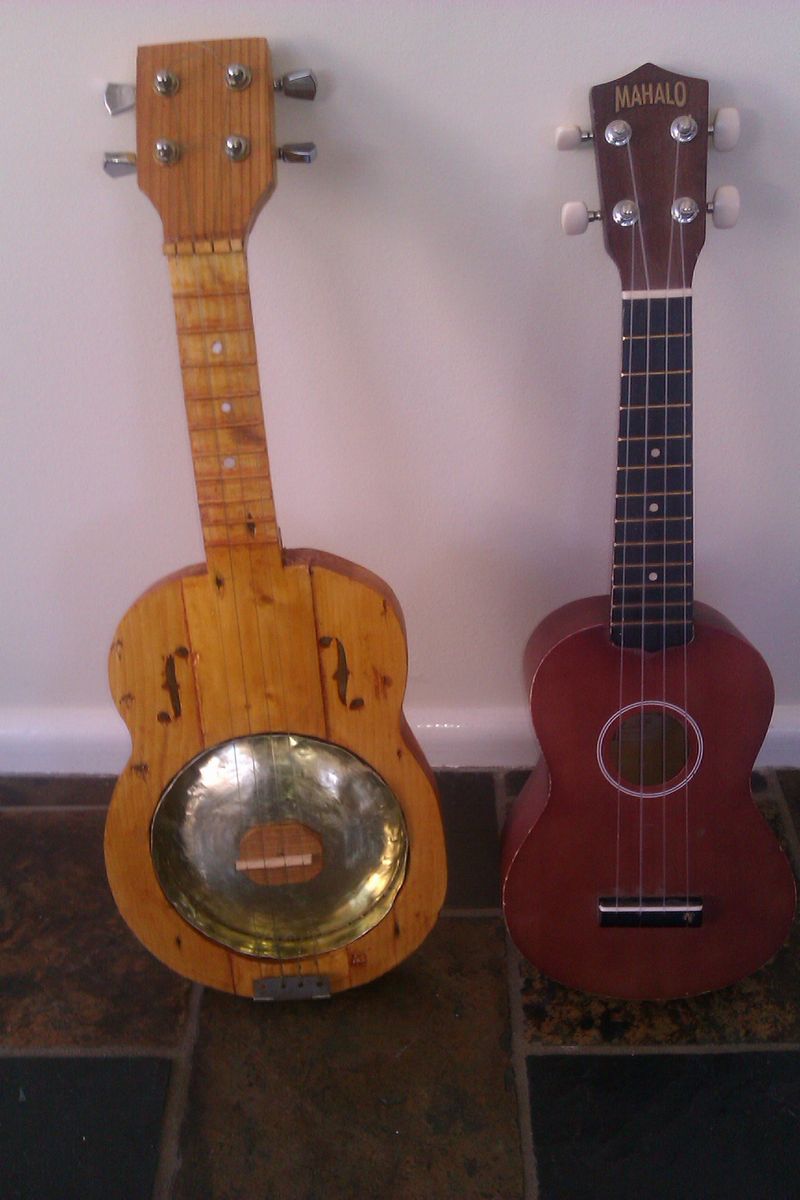 Resonator Ukulele From Dolmade Tin and Scrap Wood