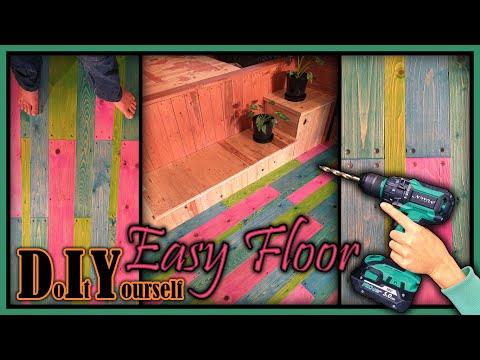 DIY Pallet Wood Floor★How to Build and Color a custom Timber Floor★Easy Cheap Reclaimed Wooden Floor