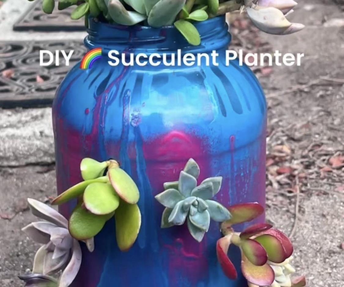 DIY Glass Jar 🌈 Succulent Planter TUTORIAL