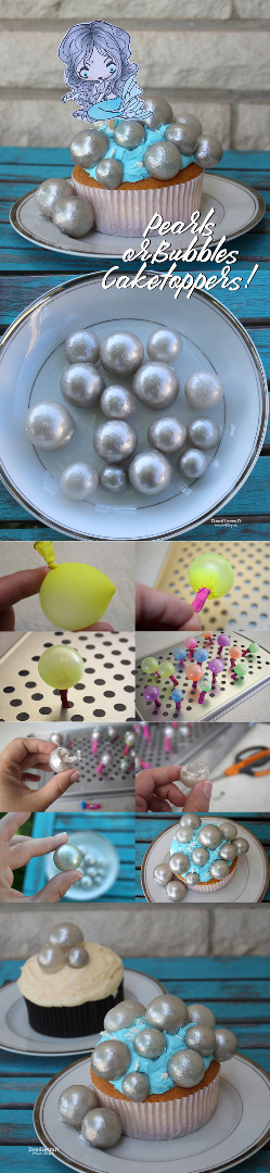 Pearls or Bubbles edible cake toppers diy doodlecraftmermaid cupcake decoration party luster dust gelatin clear gel (14).jpg