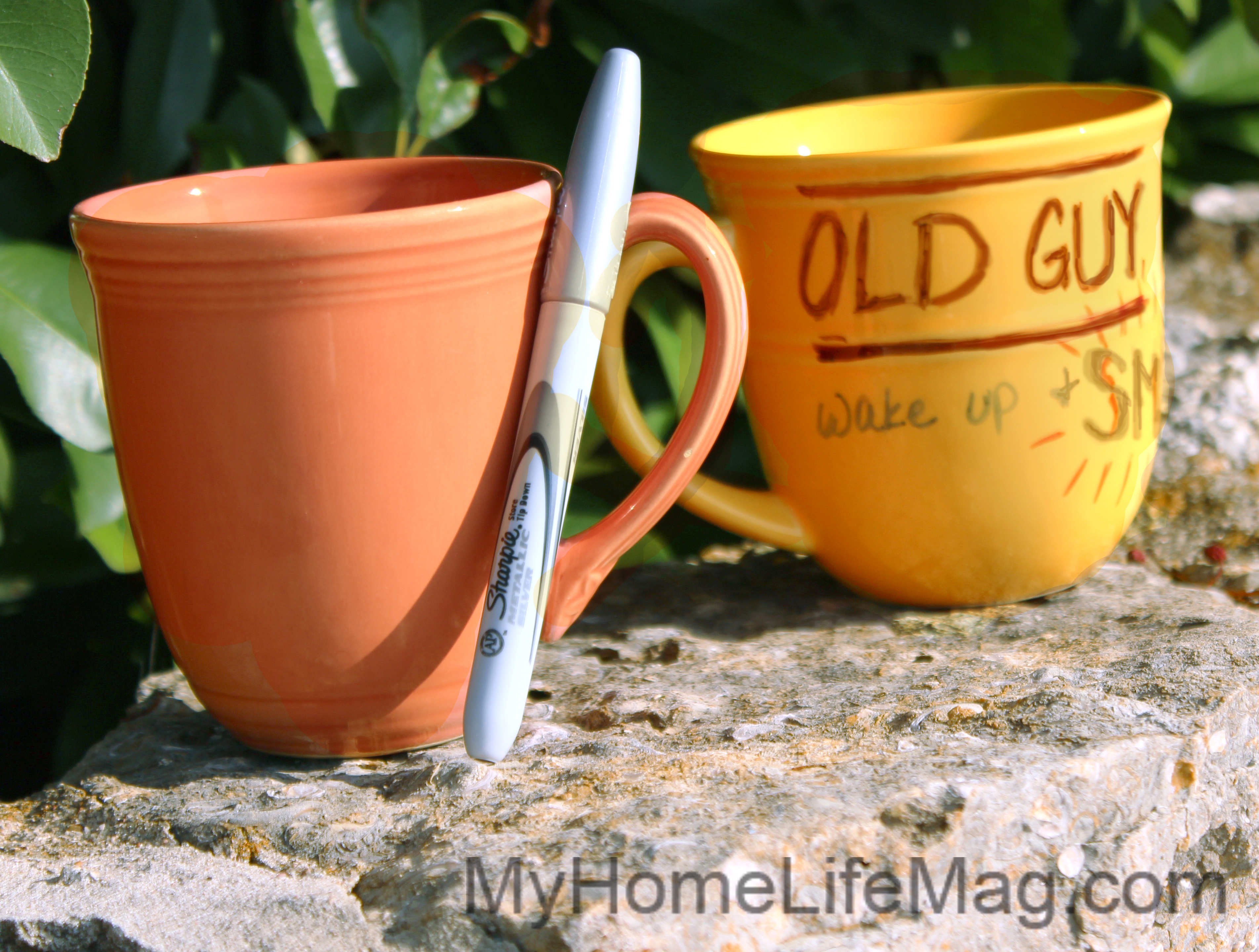 Decorate a coffee cup using a Sharpie then bake to preserve and make it dishwasher safe. Great gift! - MyHomeLifeMag.com.jpg