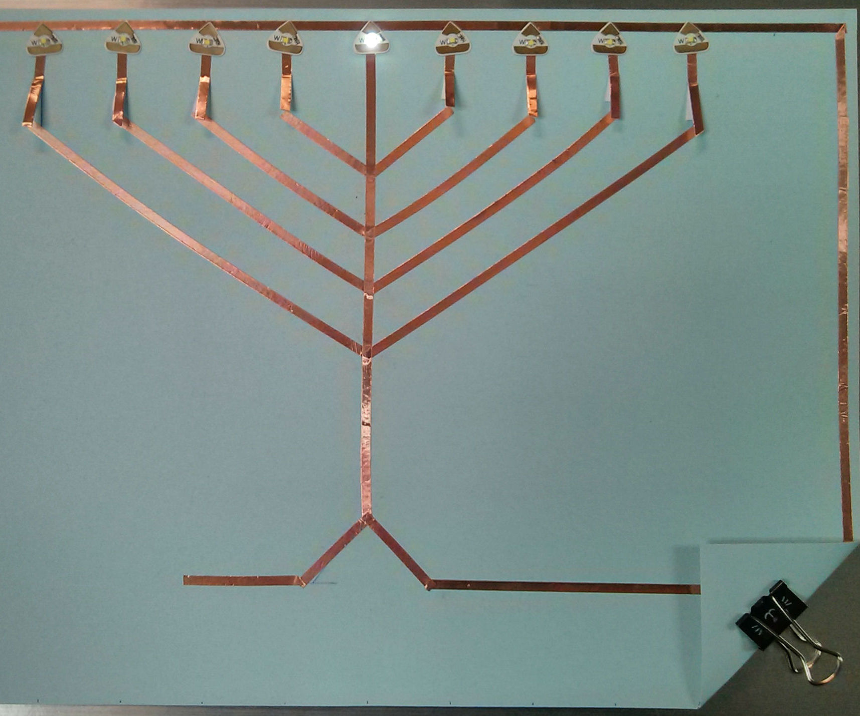 An LED Menorah Using Chibitronics Circuit Stickers