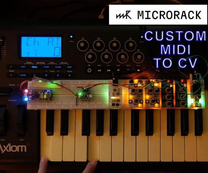 Microrack Modular Synth: MIDI to CV Using Cytron Maker Nano 2040 and Adafruit MCP4728 DAC With I2C Isolation