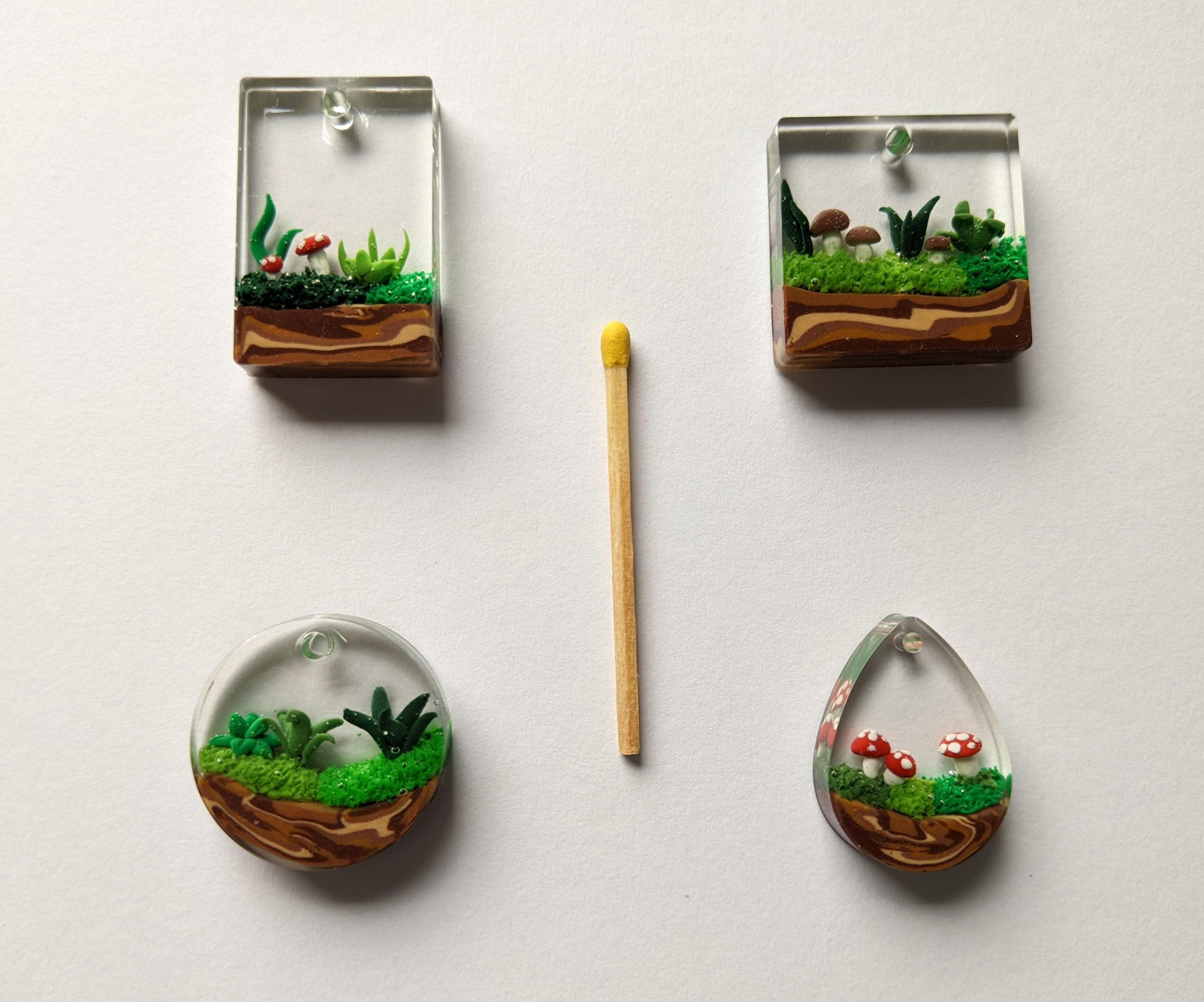 Miniature Terrarium Resin Pendant