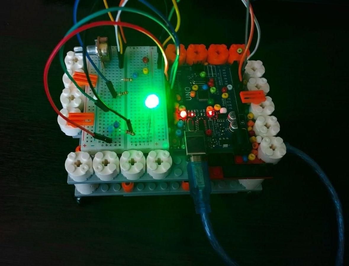 Arduino RGB Color Mixer With LEGO Enclosure and Bead Crystals