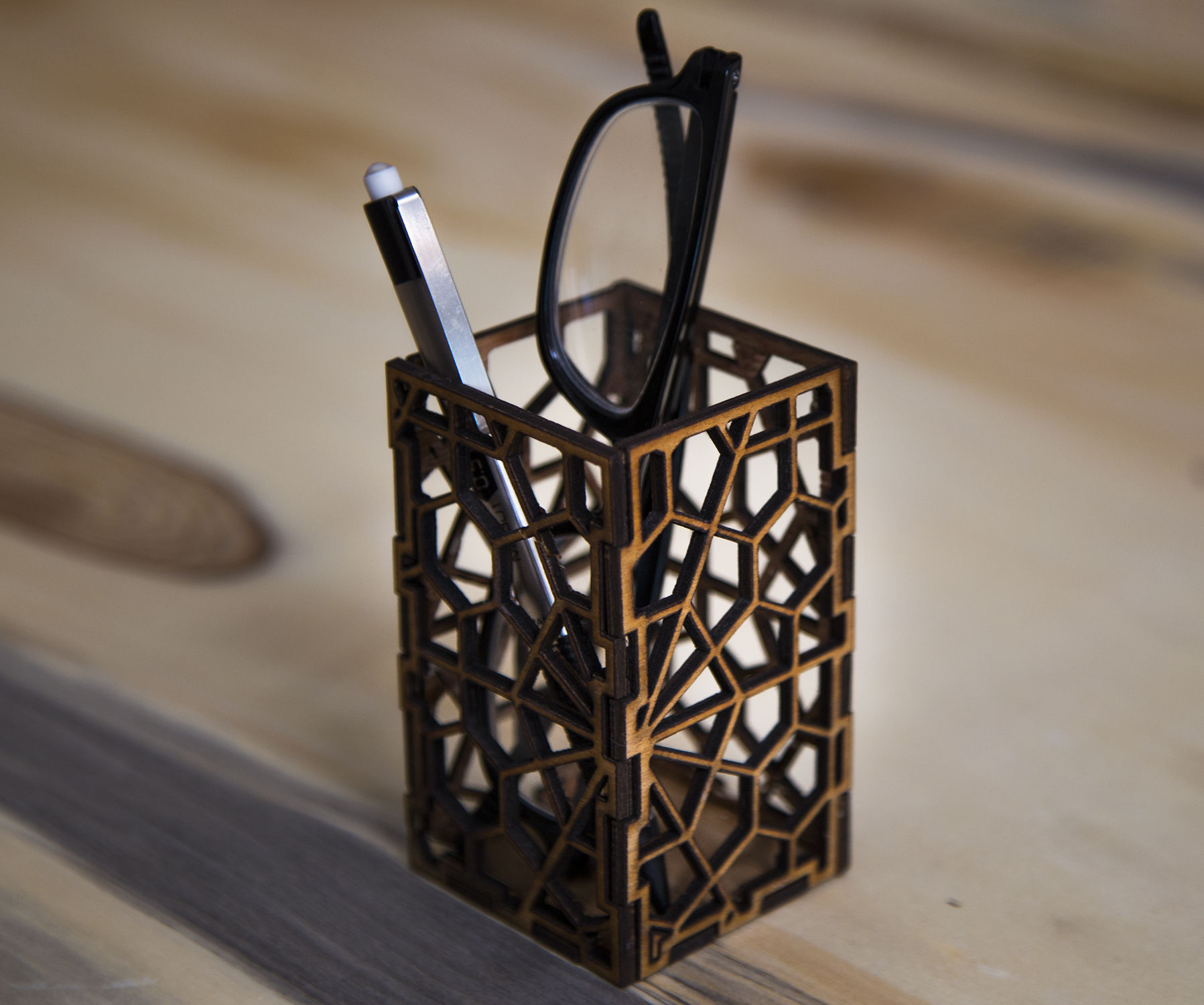 Laser Cut Geometric Pencil Holder