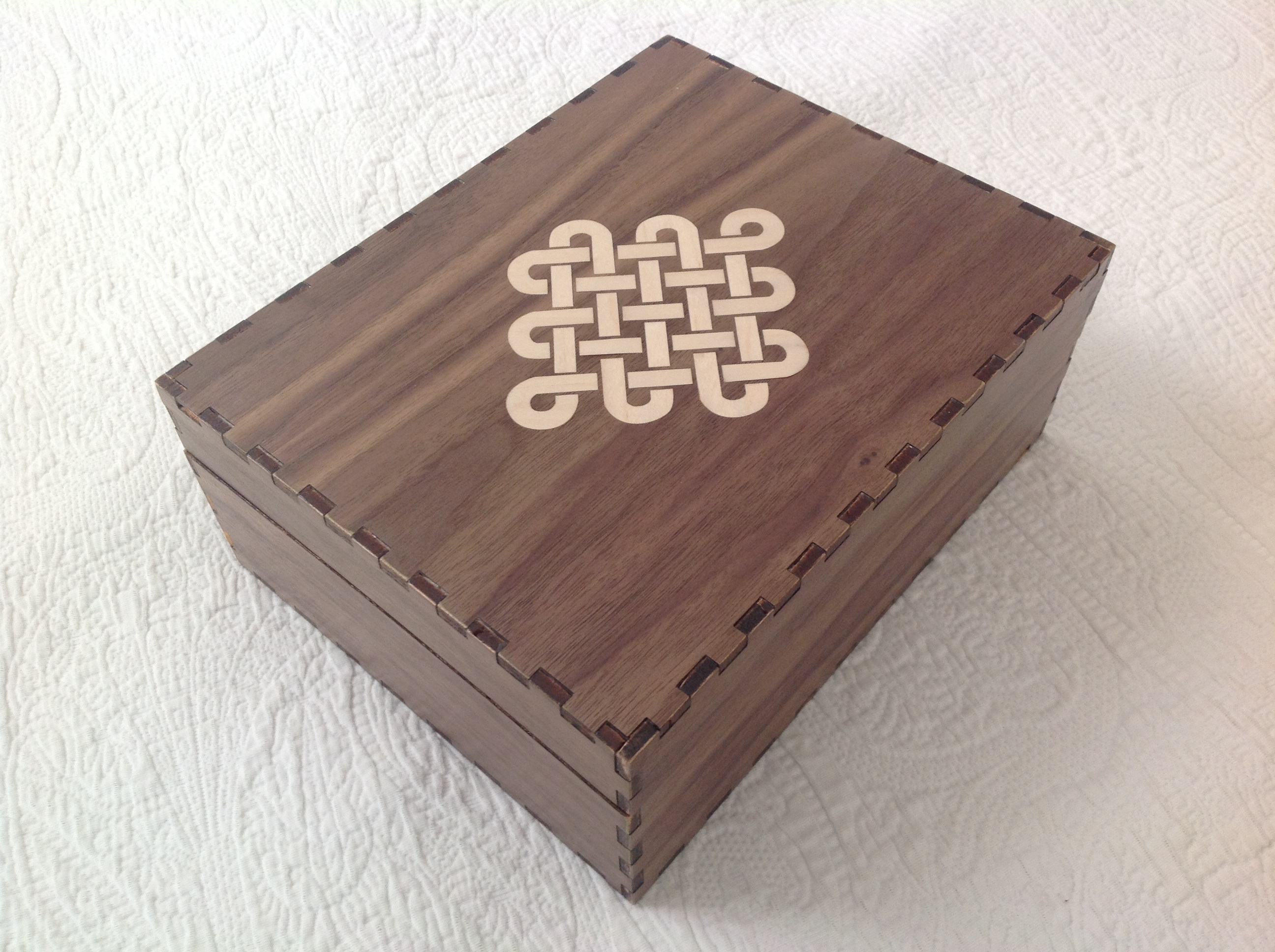 Laser Cut Box With Veneer Endless Knot Inlay