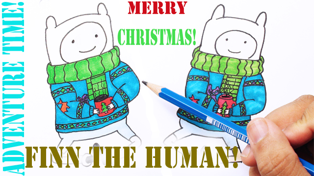 Learn to Draw Christmas Finn the Human From Adventure Time!