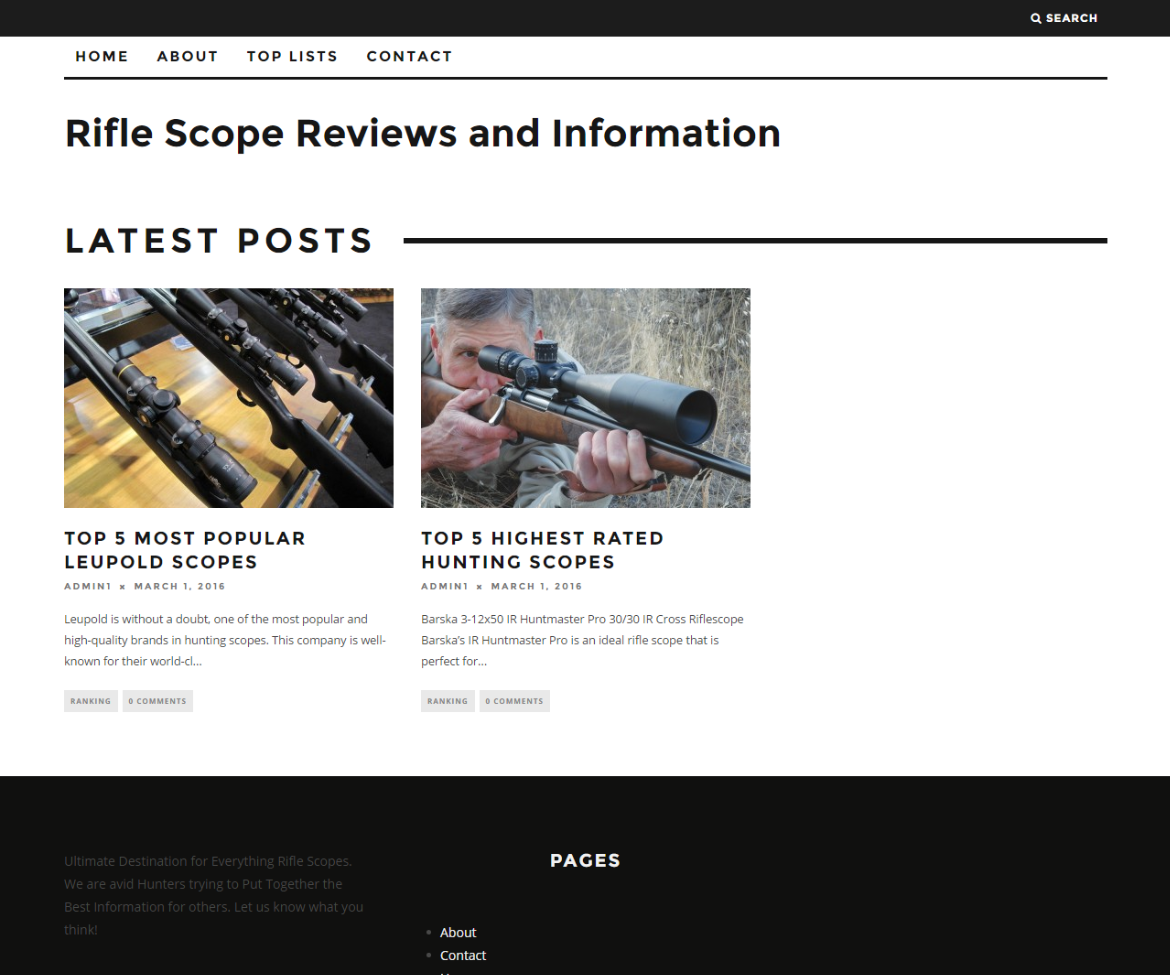 Rifle Scope Reviews and Information