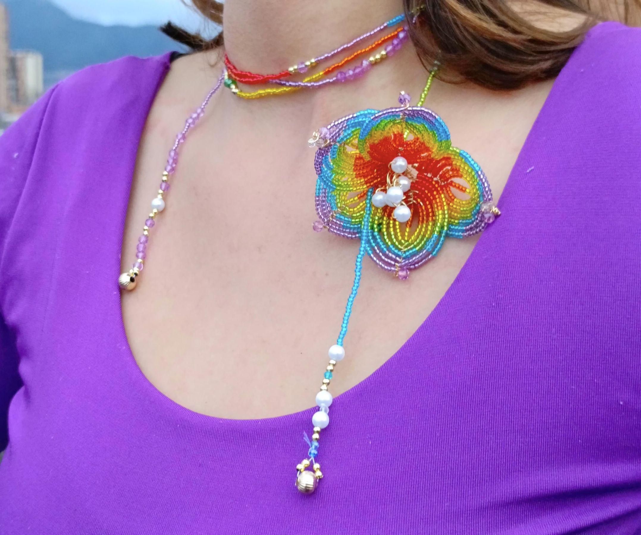 Rainbow Flower Necklace 🌈🌺