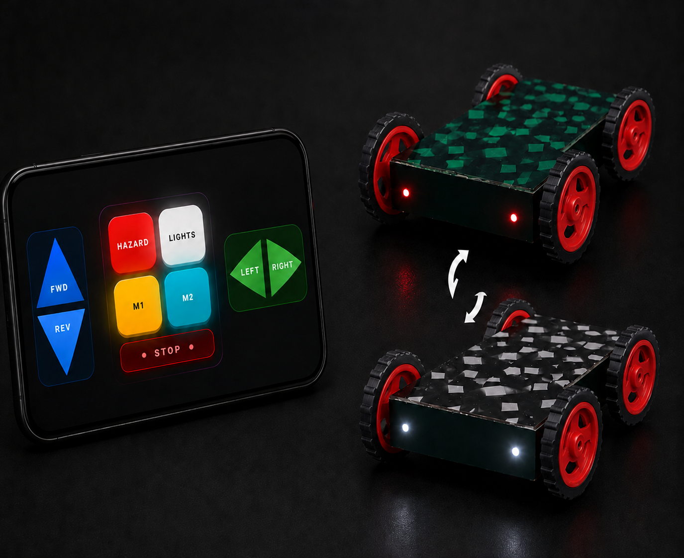 Two-Faced: a Direction-Controlled, Dual-Tone 4WD RC Car With a Color-Coded Web Joystick