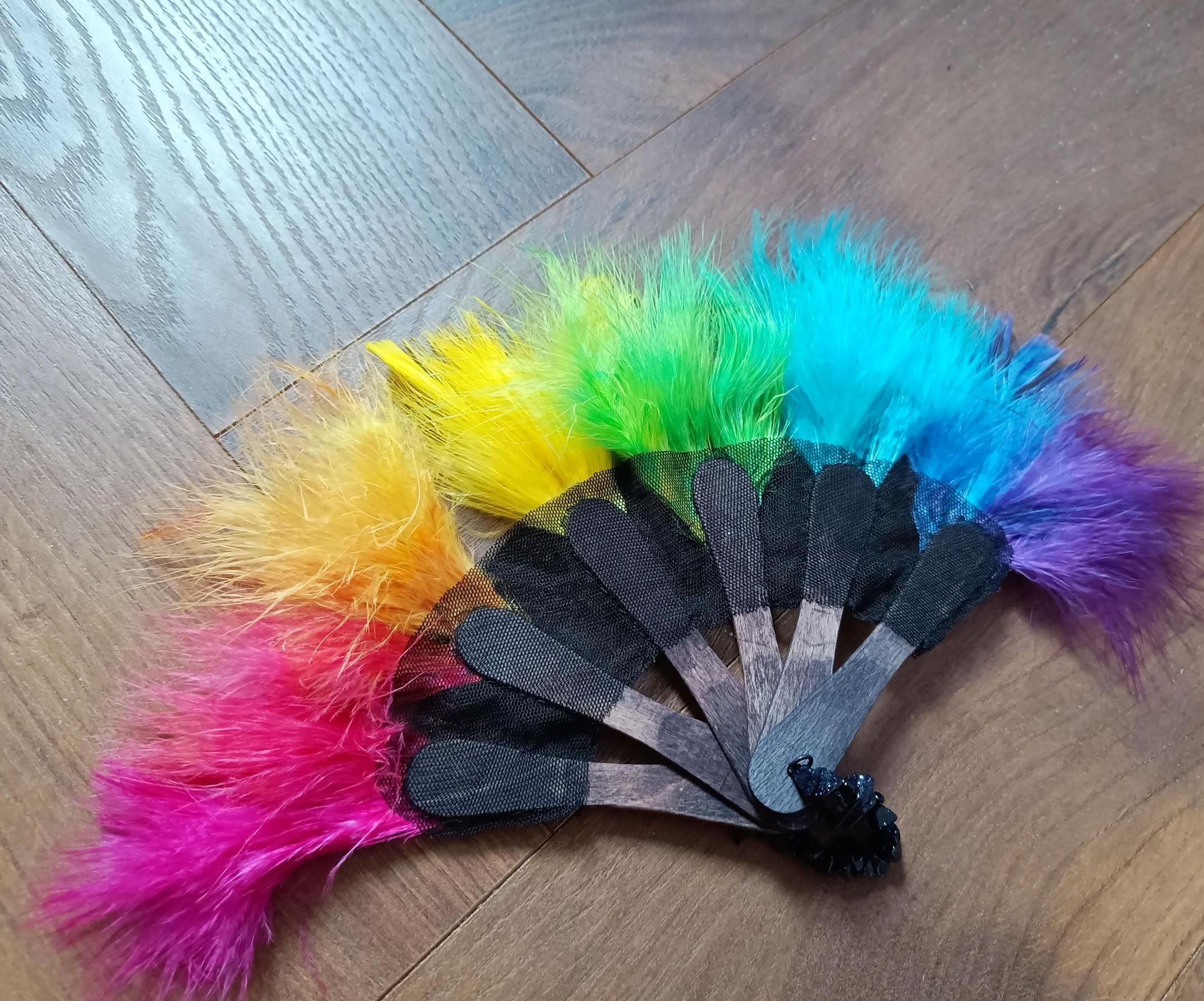 Rainbow Feathered Fan